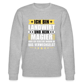 Ich bin Landwirt und kein Magier - Stanley/Stella Unisex Bio-Sweatshirt CHANGER  - Grau meliert - Vorne - Nik (191cm) & Marisol (170cm)