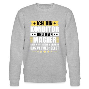 Ich bin Konditor und kein Magier - Stanley/Stella Unisex Bio-Sweatshirt CHANGER  - Grau meliert - Vorne - Nik (191cm) & Marisol (170cm)