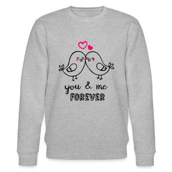 Love birds - Stanley/Stella CHANGER Unisex Organic Sweatshirt - heather grey - Front - Nik (191cm) & Marisol (170cm)