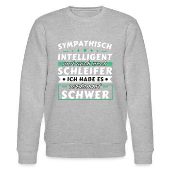Sympathisch und intelligent - Schleifer Edition - Stanley/Stella Unisex Bio-Sweatshirt CHANGER  - Grau meliert - Vorne - Nik (191cm) & Marisol (170cm)