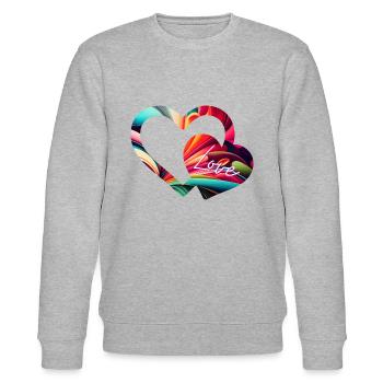 Coeur love amour coloré - Sweat bio CHANGER Stanley/Stella Unisexe - gris chiné - Devant - Nik (191cm) & Marisol (170cm)