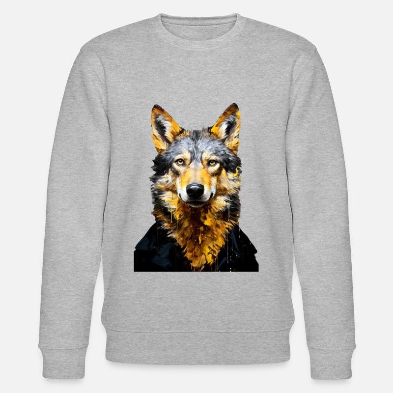 Wolf Tierkunst #wolf - Stanley/Stella Unisex Bio-Sweatshirt CHANGER  - Grau meliert