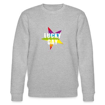 LUCKY GAY - pride - LGBTQ - used look - Stern - Stanley/Stella CHANGER Unisex Organic Sweatshirt - heather grey - Front - Nik (191cm) & Marisol (170cm)