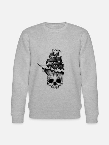 Skull, ship, pirate, pirate ship - Stanley/Stella CHANGER Unisex Organic Sweatshirt - heather grey