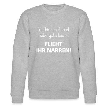 LAUNE AUFSTEHEN MORGEN AUSSTRAHLUNG FRÜH NARREN - Stanley/Stella Unisex Bio-Sweatshirt CHANGER  - Grau meliert - Vorne - Nik (191cm) & Marisol (170cm)