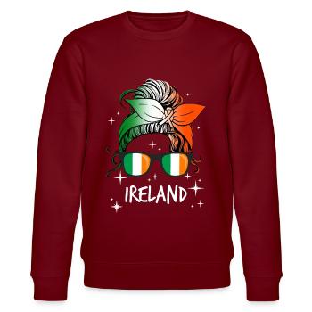 Irlande - Sweat bio CHANGER Stanley/Stella Unisexe - bordeaux - Devant - Nik (191cm) & Marisol (170cm)