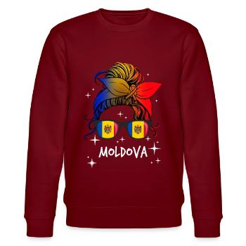 Moldawien - Stanley/Stella Unisex Bio-Sweatshirt CHANGER  - Burgunderrot - Vorne - Nik (191cm) & Marisol (170cm)