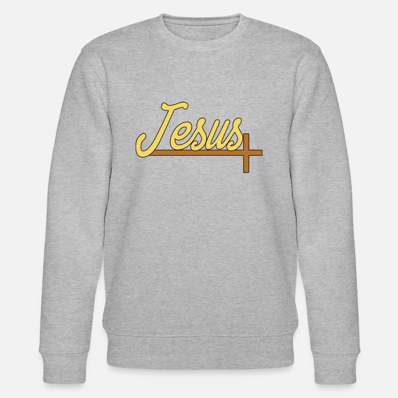 Jesus Kruzifix - Stanley/Stella Unisex Bio-Sweatshirt CHANGER  - Grau meliert