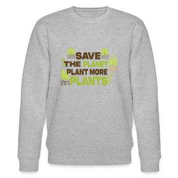 Save The Planet Plant More Plants - Stanley/Stella Unisex Bio-Sweatshirt CHANGER  - Grau meliert - Vorne - Nik (191cm) & Marisol (170cm)