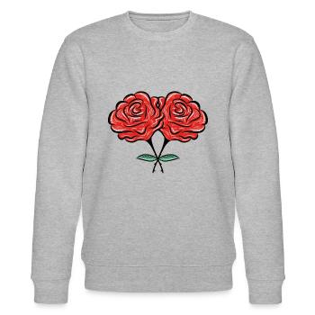 fleurs roses - Sweat bio CHANGER Stanley/Stella Unisexe - gris chiné - Devant - Nik (191cm) & Marisol (170cm)