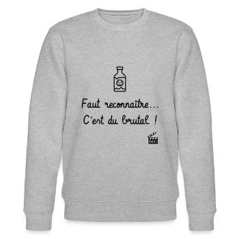 Les Tontons Flingueurs ! Réplique culte - Alcool - Sweat bio CHANGER Stanley/Stella Unisexe - gris chiné - Devant - Nik (191cm) & Marisol (170cm)