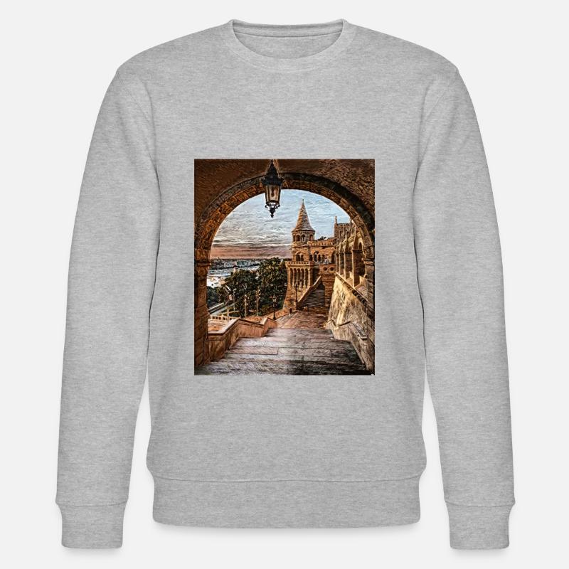 Fischerbastei, Budapest, Ungarn - Stanley/Stella Unisex Bio-Sweatshirt CHANGER  - Grau meliert