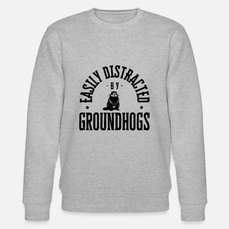 Easily distracted by groundhogs - Stanley/Stella Unisex Bio-Sweatshirt CHANGER  - Grau meliert