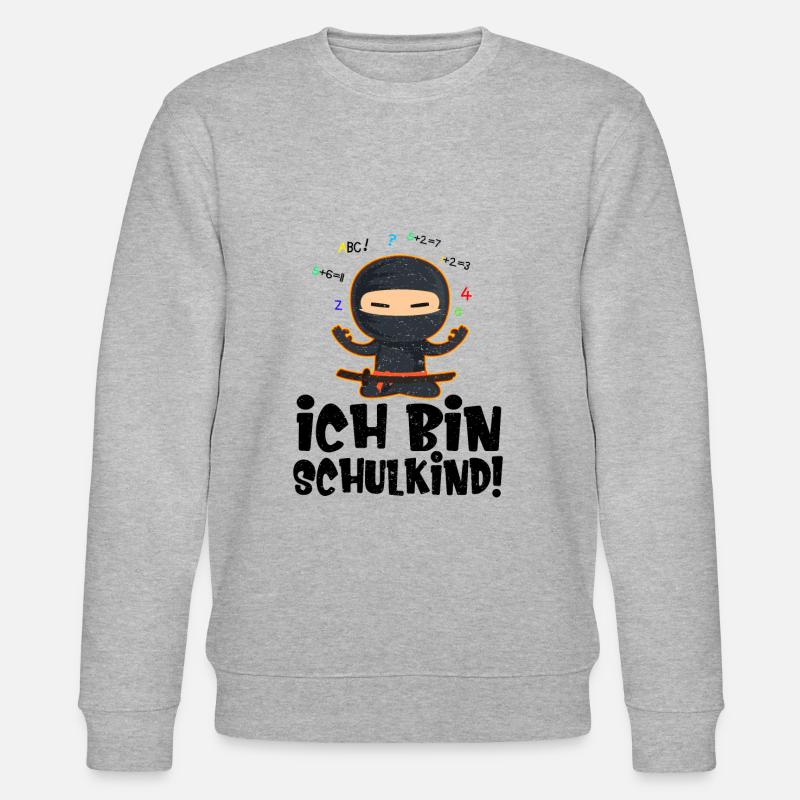 Schulbeginn Ninja Schulkind Spruch Einschulung - Stanley/Stella Unisex Bio-Sweatshirt CHANGER  - Grau meliert