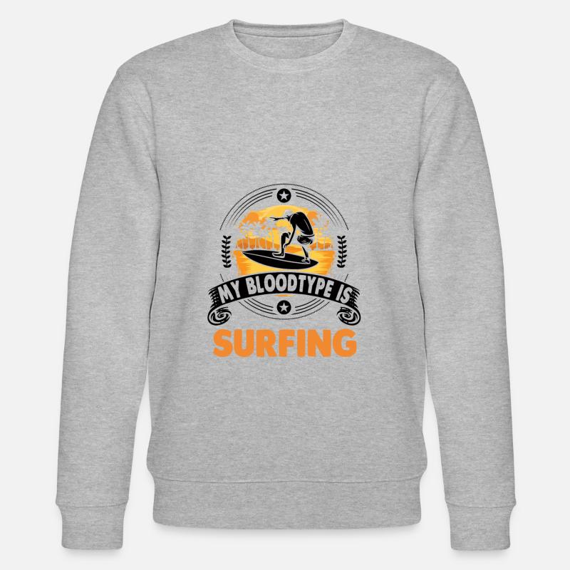 Surfen Surf Surfer Geschenk - Stanley/Stella Unisex Bio-Sweatshirt CHANGER  - Grau meliert