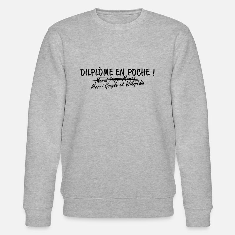 Diplôme en poche - Sweat bio CHANGER Stanley/Stella Unisexe - gris chiné