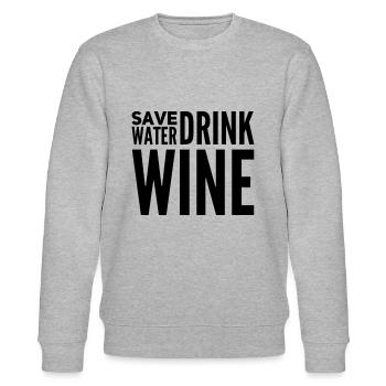 Save Water Drink Wine - Funny Wine Saying - Stanley/Stella CHANGER Unisex Organic Sweatshirt - heather grey - Front - Nik (191cm) & Marisol (170cm)