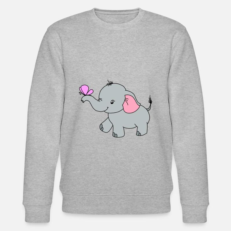 Éléphant Papillon Mignon - Sweat bio CHANGER Stanley/Stella Unisexe - gris chiné