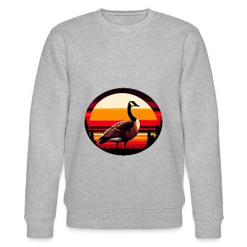 Lustige kanadische Gans Sonnenuntergang Vintage - Stanley/Stella Unisex Bio-Sweatshirt CHANGER  - Grau meliert - Vorne - Nik (191cm) & Marisol (170cm)
