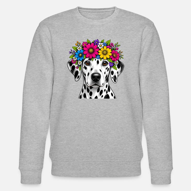 Dalmatiner mit Blumenkranz - Stanley/Stella Unisex Bio-Sweatshirt CHANGER  - Grau meliert