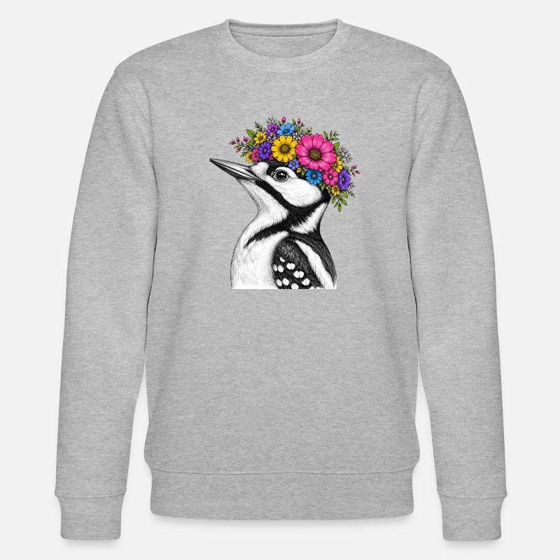 Blütenkranz Vogel - Stanley/Stella Unisex Bio-Sweatshirt CHANGER - Grau meliert