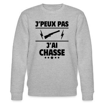 J'peux pas j'ai chasse, chasseur, chasseuse, noël - Sweat bio CHANGER Stanley/Stella Unisexe - gris chiné - Devant - Nik (191cm) & Marisol (170cm)