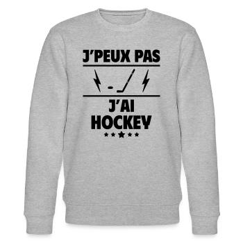 J'peux pas j'ai hockey, hockeyeur, hockeyeuse - Sweat bio CHANGER Stanley/Stella Unisexe - gris chiné - Devant - Nik (191cm) & Marisol (170cm)