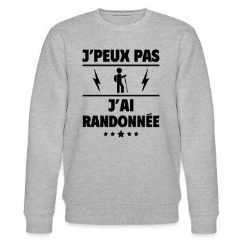 J'peux pas j'ai randonnée, randonneur, randonneuse - Sweat bio CHANGER Stanley/Stella Unisexe - gris chiné - Devant - Nik (191cm) & Marisol (170cm)