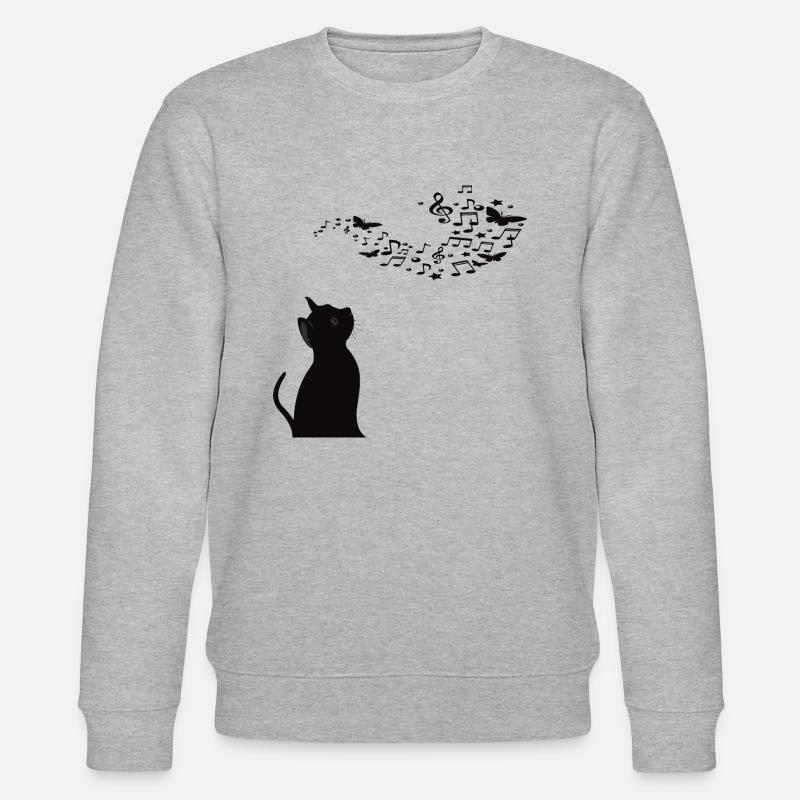 Katze mit Musiknoten - Stanley/Stella Unisex Bio-Sweatshirt CHANGER  - Grau meliert