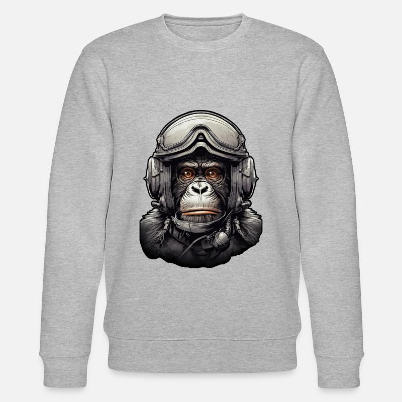 Pilot Monkey Digital Art - Sweat bio CHANGER Stanley/Stella Unisexe - gris chiné