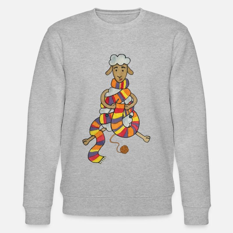 Cute Sheep Knitting Crochet Wool - Stanley/Stella CHANGER Unisex Organic Sweatshirt - heather grey