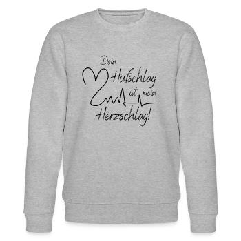 Dein Hufschlag ist mein Herzschlag - Stanley/Stella Unisex Bio-Sweatshirt CHANGER  - Grau meliert - Vorne - Nik (191cm) & Marisol (170cm)