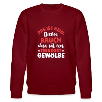 Dicker Bauch, Feinkostgewölbe, Feinschmecker, Fun - Stanley/Stella Unisex Bio-Sweatshirt CHANGER  - Burgunderrot - Vorne - Nik (191cm) & Marisol (170cm)