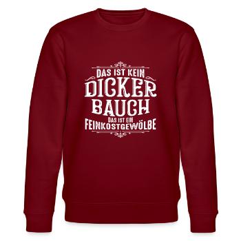 Dicker Bauch, Feinkostgewölbe, Feinschmecker, Fun - Stanley/Stella Unisex Bio-Sweatshirt CHANGER  - Burgunderrot - Vorne - Nik (191cm) & Marisol (170cm)