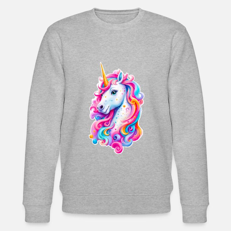 Regenbogen Einhorn 01 - Stanley/Stella Unisex Bio-Sweatshirt CHANGER  - Grau meliert