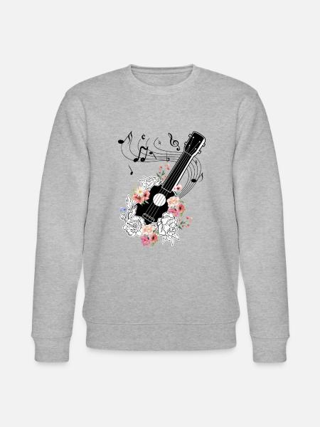 Ukulele mit Blumen Geschenk - Stanley/Stella Unisex Bio-Sweatshirt CHANGER - Grau meliert