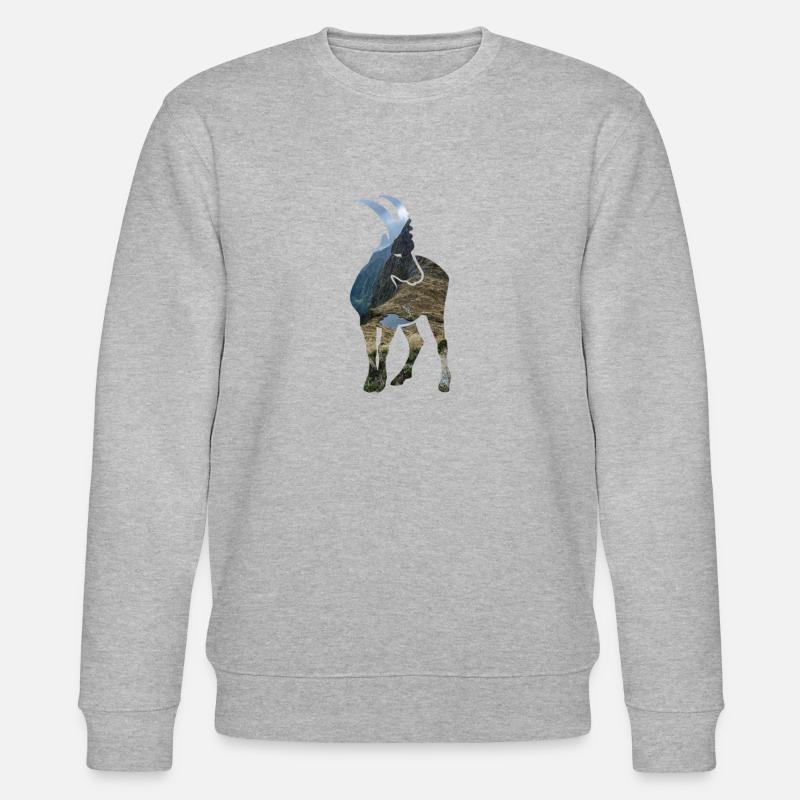 Alpensteinbock Sternzeichen Bergwandern - Stanley/Stella Unisex Bio-Sweatshirt CHANGER - Grau meliert