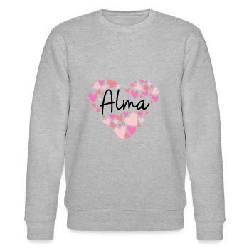 Ich liebe Alma - Herzen für Alma - Stanley/Stella Unisex Bio-Sweatshirt CHANGER  - Grau meliert - Vorne - Nik (191cm) & Marisol (170cm)