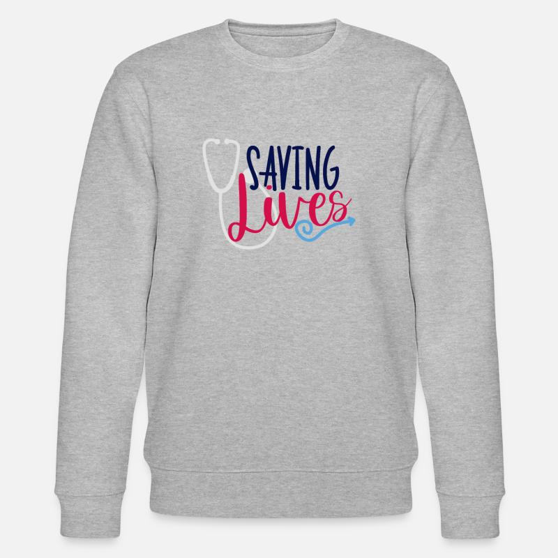 Krankenschwester Saving Lives - Stanley/Stella Unisex Bio-Sweatshirt CHANGER  - Grau meliert