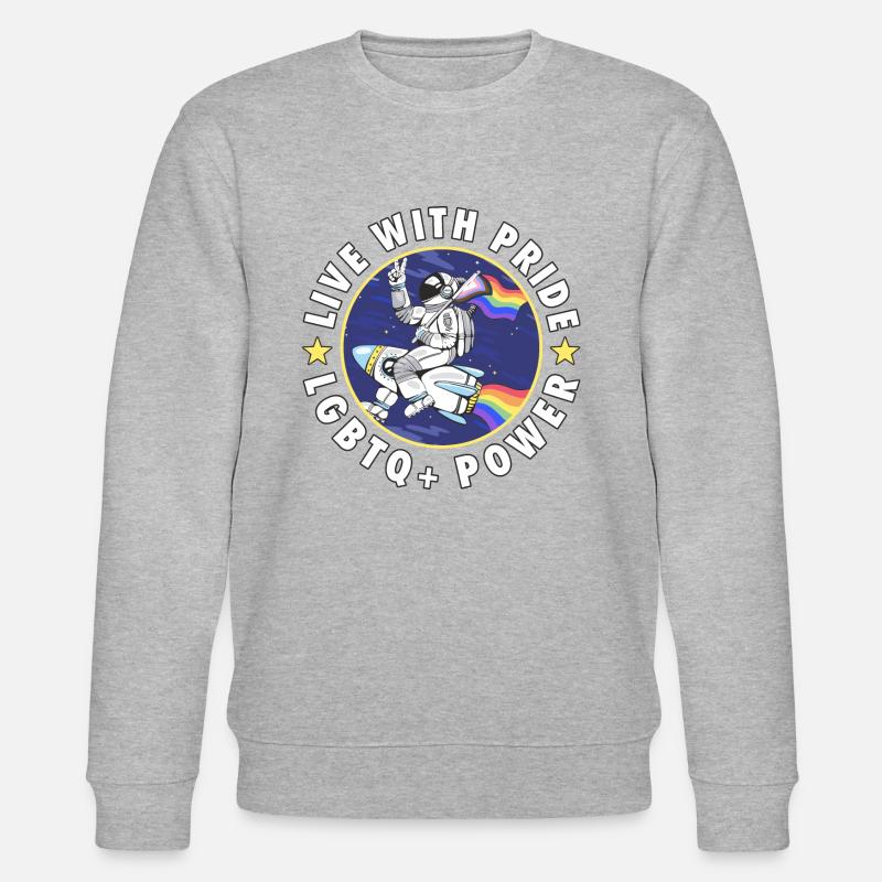 LGBTQ+ Pride Astronaut mit Regenbogenfahne - Stanley/Stella Unisex Bio-Sweatshirt CHANGER  - Grau meliert