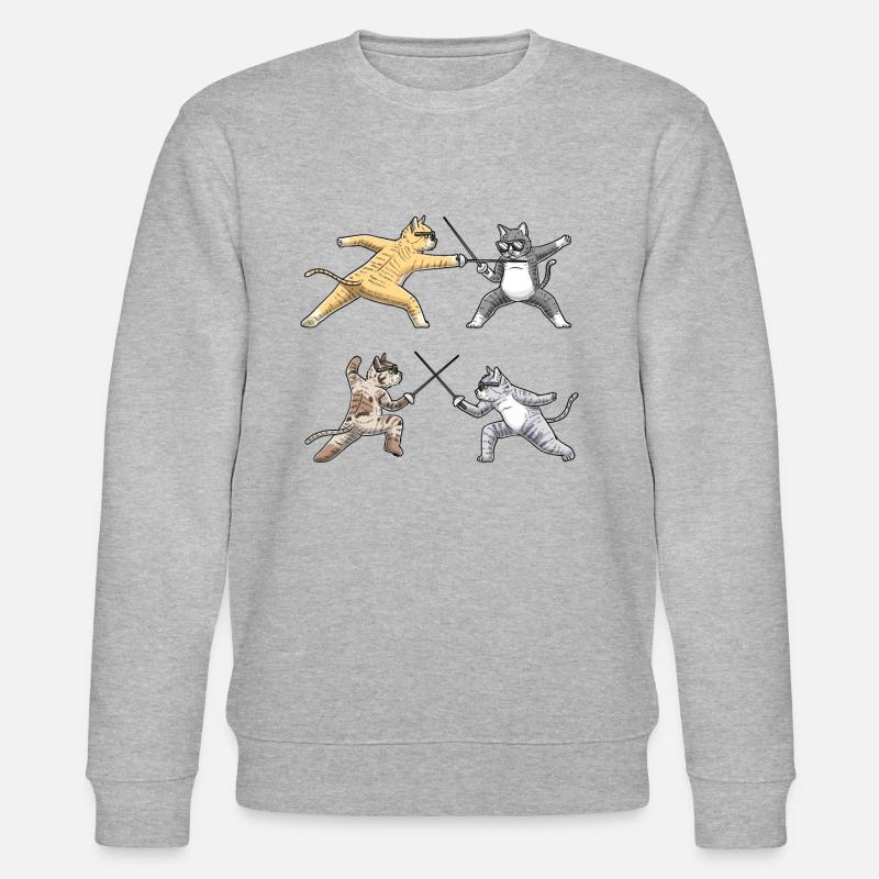 Fechten Katze Fechter degenkämpferfechter - Stanley/Stella Unisex Bio-Sweatshirt CHANGER  - Grau meliert