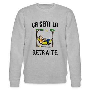 Ca sent la retraite - cadeau départ en retraite - Sweat bio CHANGER Stanley/Stella Unisexe - gris chiné - Devant - Nik (191cm) & Marisol (170cm)