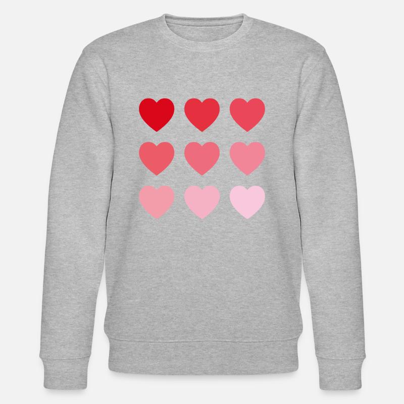 Cœurs rouges et roses - Sweat bio CHANGER Stanley/Stella Unisexe - gris chiné
