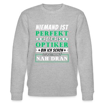 Niemand ist Perfekt - Optiker sind nah dran - Stanley/Stella Unisex Bio-Sweatshirt CHANGER  - Grau meliert - Vorne - Nik (191cm) & Marisol (170cm)