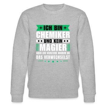 Ich bin Chemiker und kein Magier - Stanley/Stella Unisex Bio-Sweatshirt CHANGER  - Grau meliert - Vorne - Nik (191cm) & Marisol (170cm)