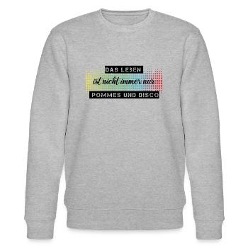 Das Leben ist nicht immer nur Pommes oder Disco - Stanley/Stella Unisex Bio-Sweatshirt CHANGER  - Grau meliert - Vorne - Nik (191cm) & Marisol (170cm)