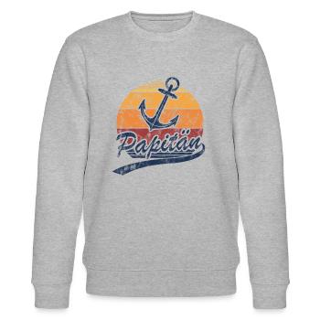 Papitän Funny Pun Captain Dad With Anchor - Stanley/Stella CHANGER Unisex Organic Sweatshirt - heather grey - Front - Nik (191cm) & Marisol (170cm)