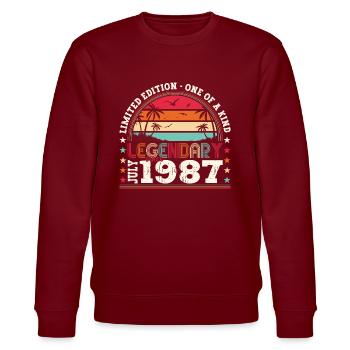 Légendaire Juillet 1987 35e anniversaire Cadeau Hommes - Sweat bio CHANGER Stanley/Stella Unisexe - bordeaux - Devant - Nik (191cm) & Marisol (170cm)