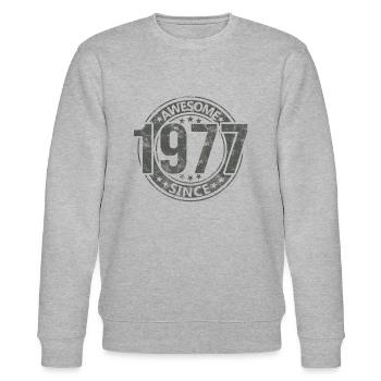Awesome Since Jahrgang 1977 Retro Geburtstag - Stanley/Stella Unisex Bio-Sweatshirt CHANGER  - Grau meliert - Vorne - Nik (191cm) & Marisol (170cm)