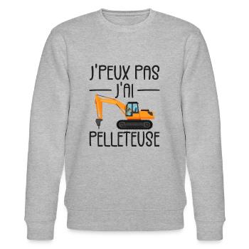 J'peux Pas J'ai Pelleteuse Cadeau Drôle Chantier - Sweat bio CHANGER Stanley/Stella Unisexe - gris chiné - Devant - Nik (191cm) & Marisol (170cm)